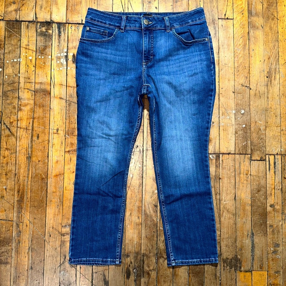 Lee Jeans Womens Blue Denim Blue Curvy Fit Straight Leg 5 Pocket Design Preppy